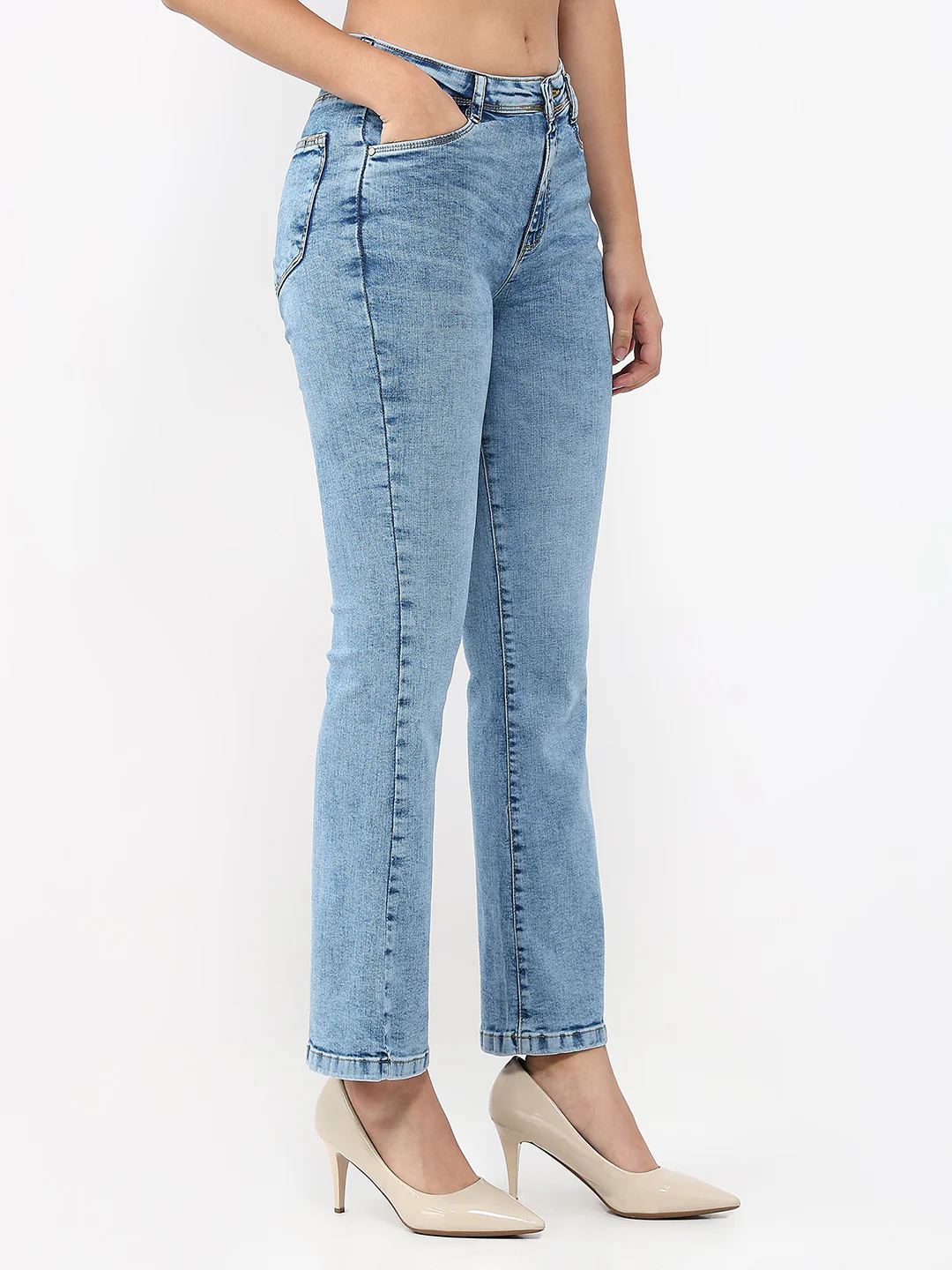 Women Blue High-Rise Flare Jeans - Image 5