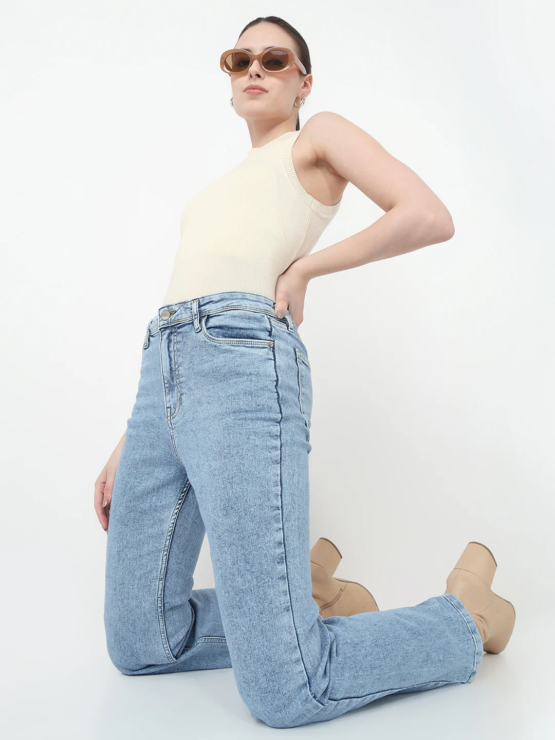 Women Blue High-Rise Flare Jeans