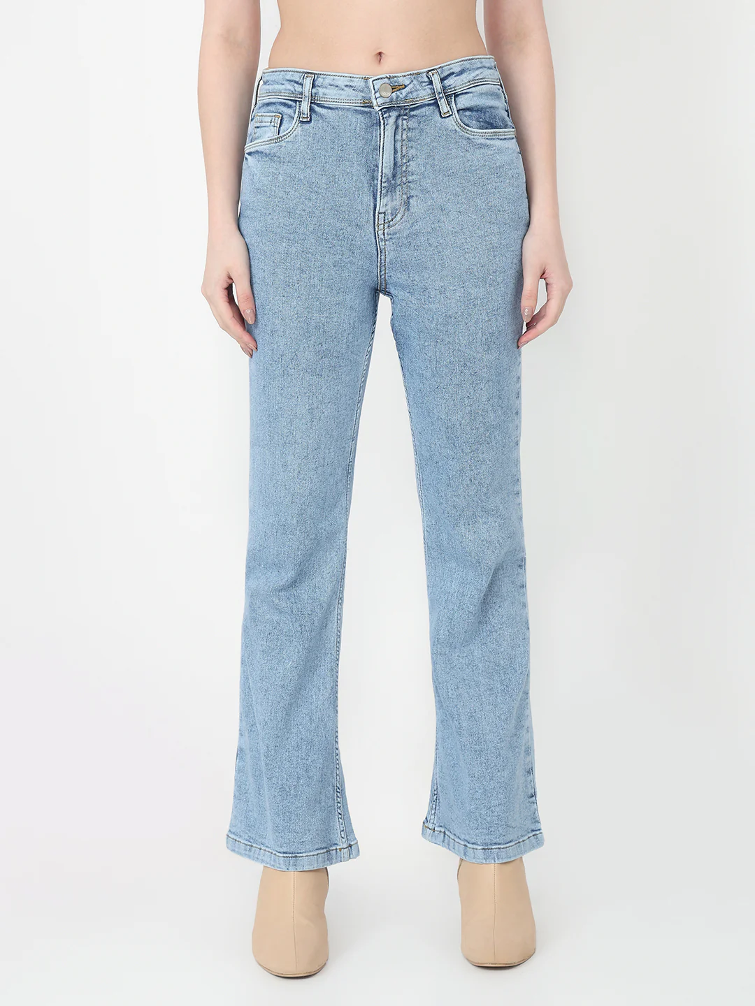 Women Blue High-Rise Flare Jeans - Image 2