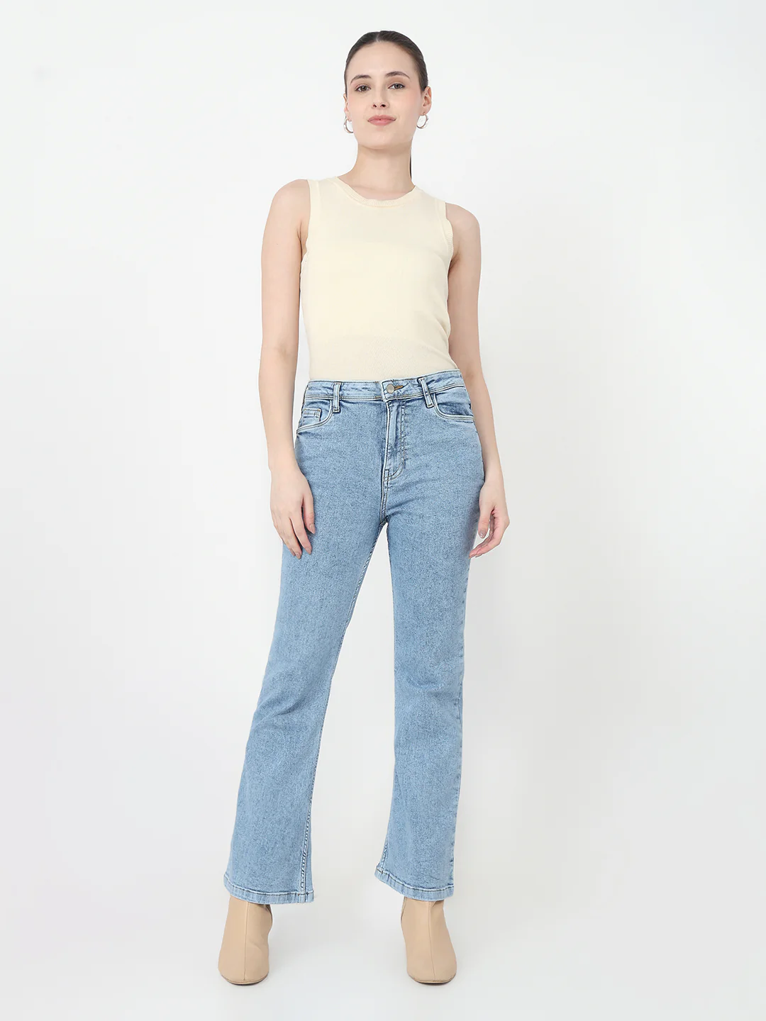 Women Blue High-Rise Flare Jeans - Image 4