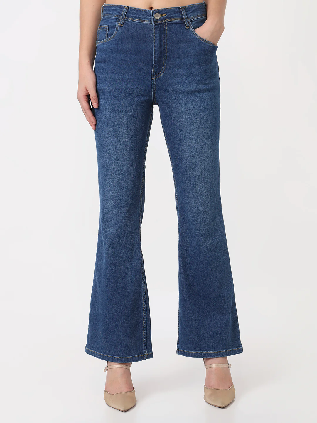 Women Blue High-Rise Flare Jeans - Image 2