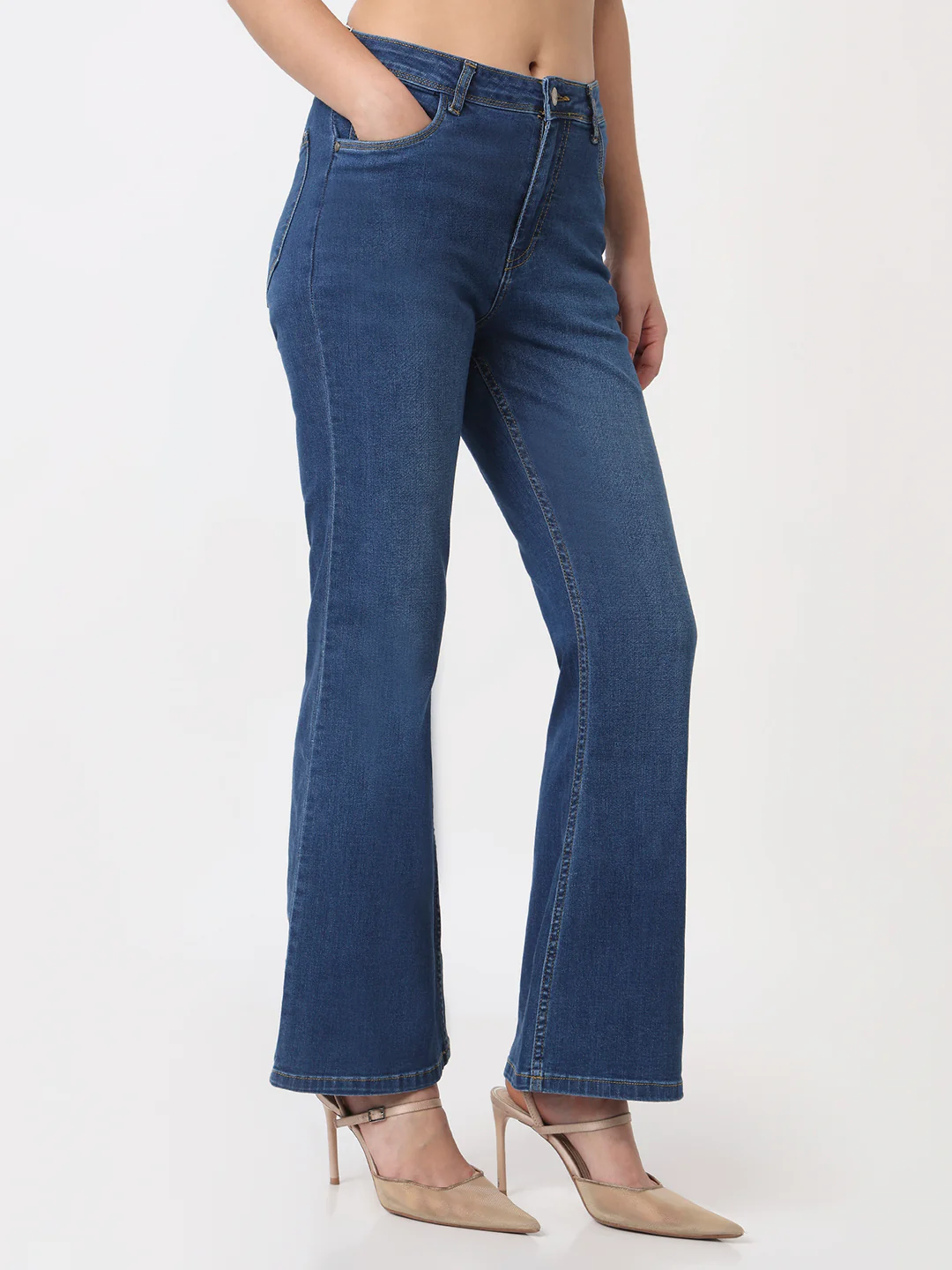 Women Blue High-Rise Flare Jeans - Image 6