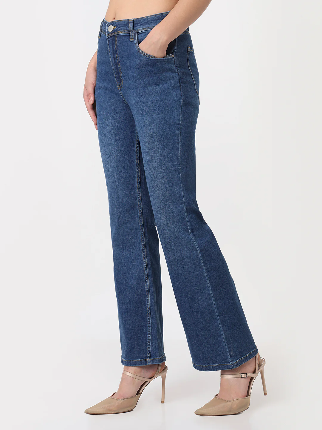 Women Blue High-Rise Flare Jeans - Image 8