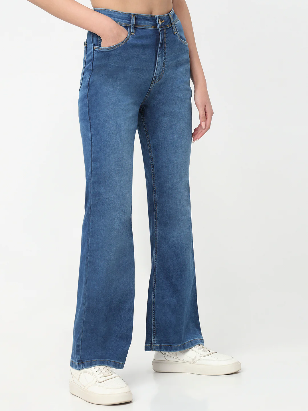 Women Blue High-Rise Flare Jeans - Image 6