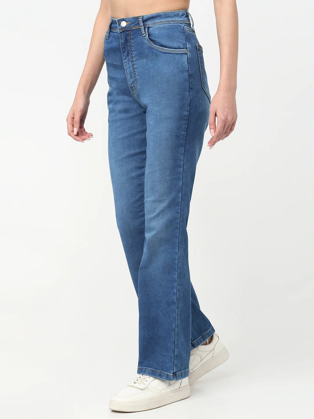 Women Blue High-Rise Flare Jeans - Image 8