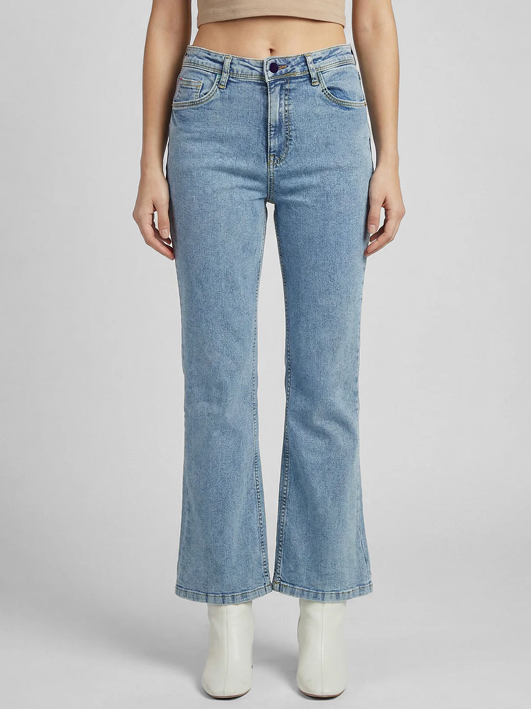 Women Blue High-Rise Flare Jeans - Image 2