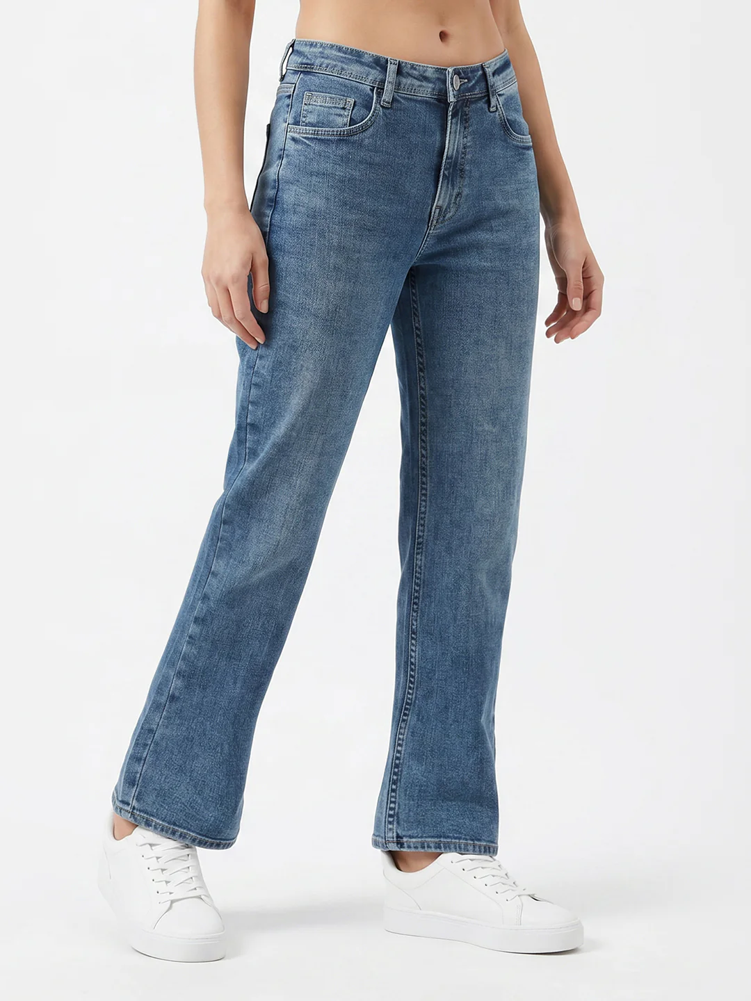 Women Blue High-Rise Flare Jeans - Image 6