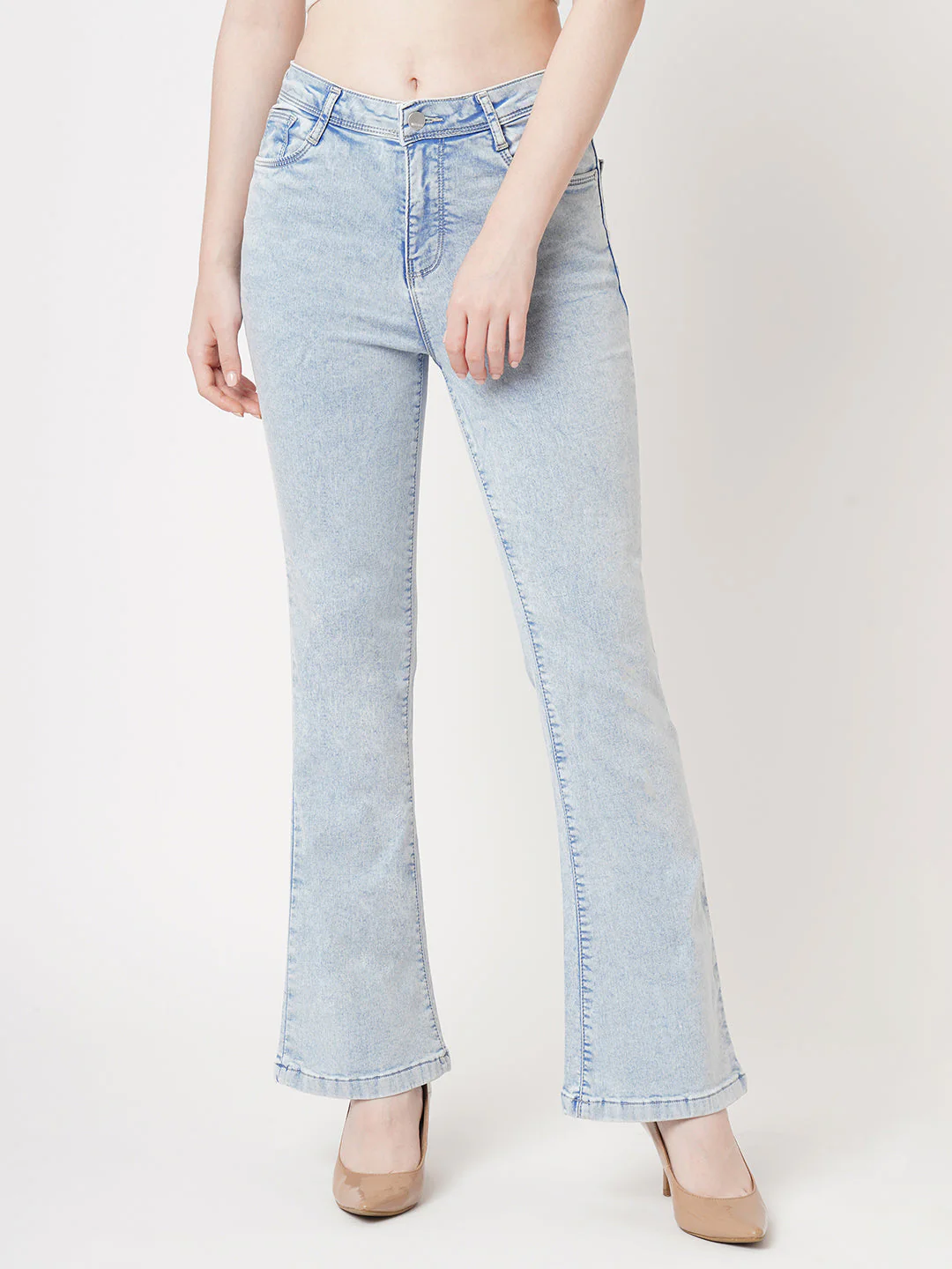 Women Blue High-Rise Flare Jeans