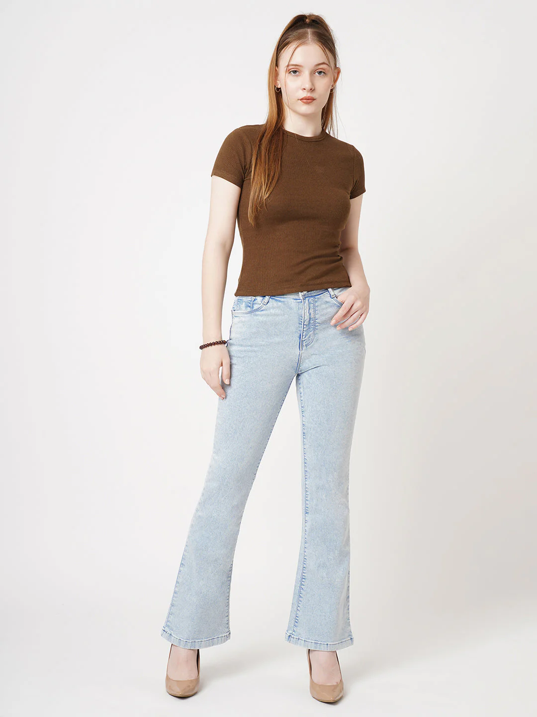 Women Blue High-Rise Flare Jeans - Image 2