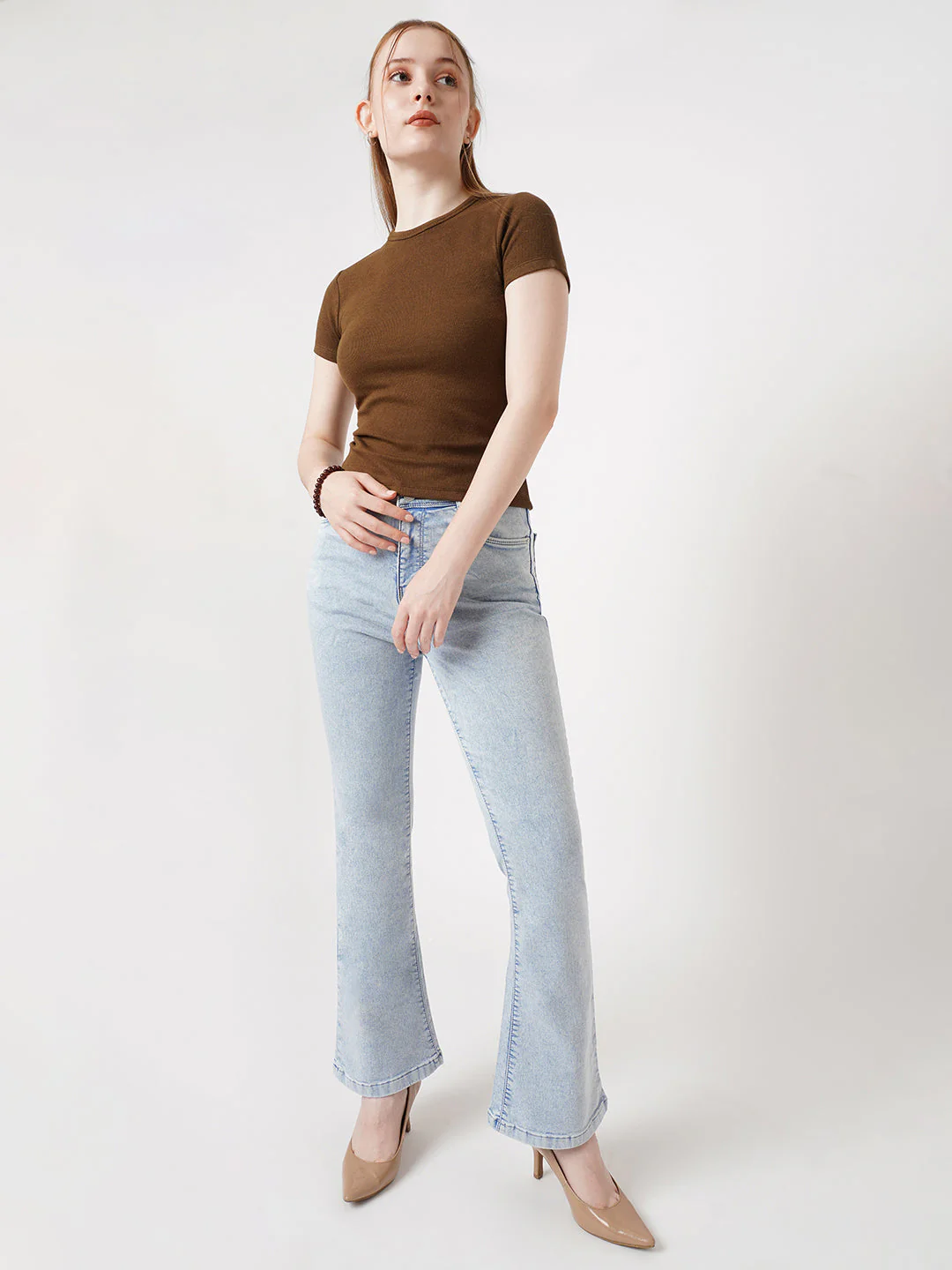 Women Blue High-Rise Flare Jeans - Image 4