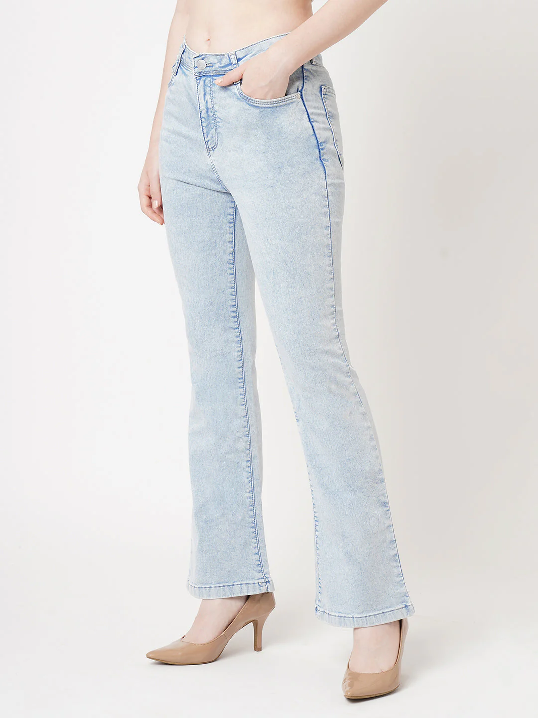 Women Blue High-Rise Flare Jeans - Image 5