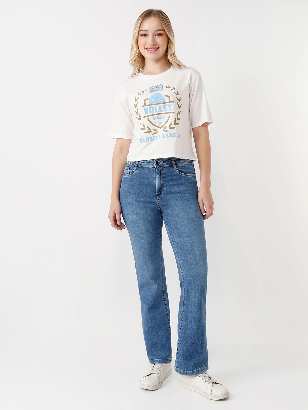 Women Blue High-Rise Flare Jeans - Image 4