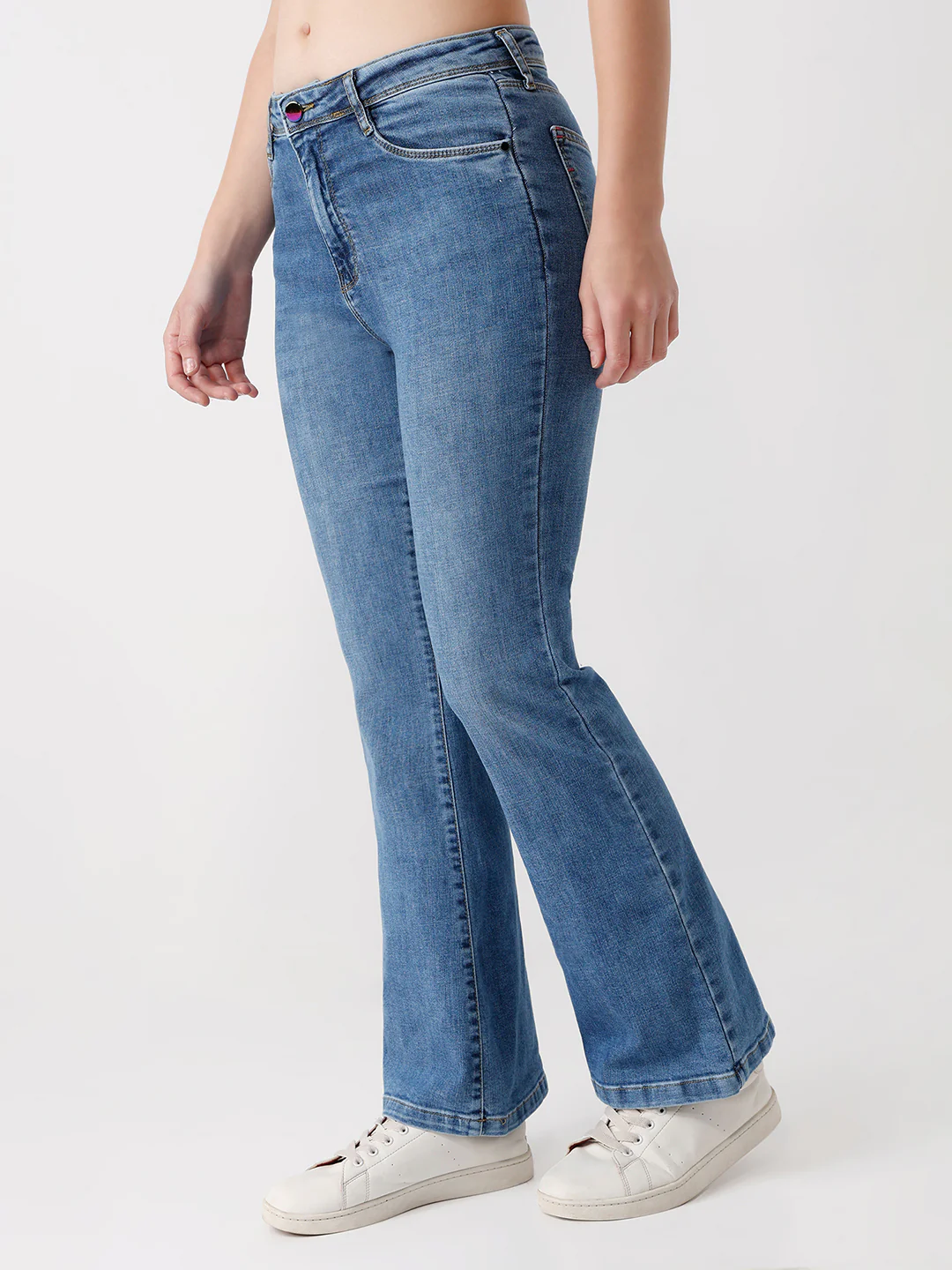 Women Blue High-Rise Flare Jeans - Image 8