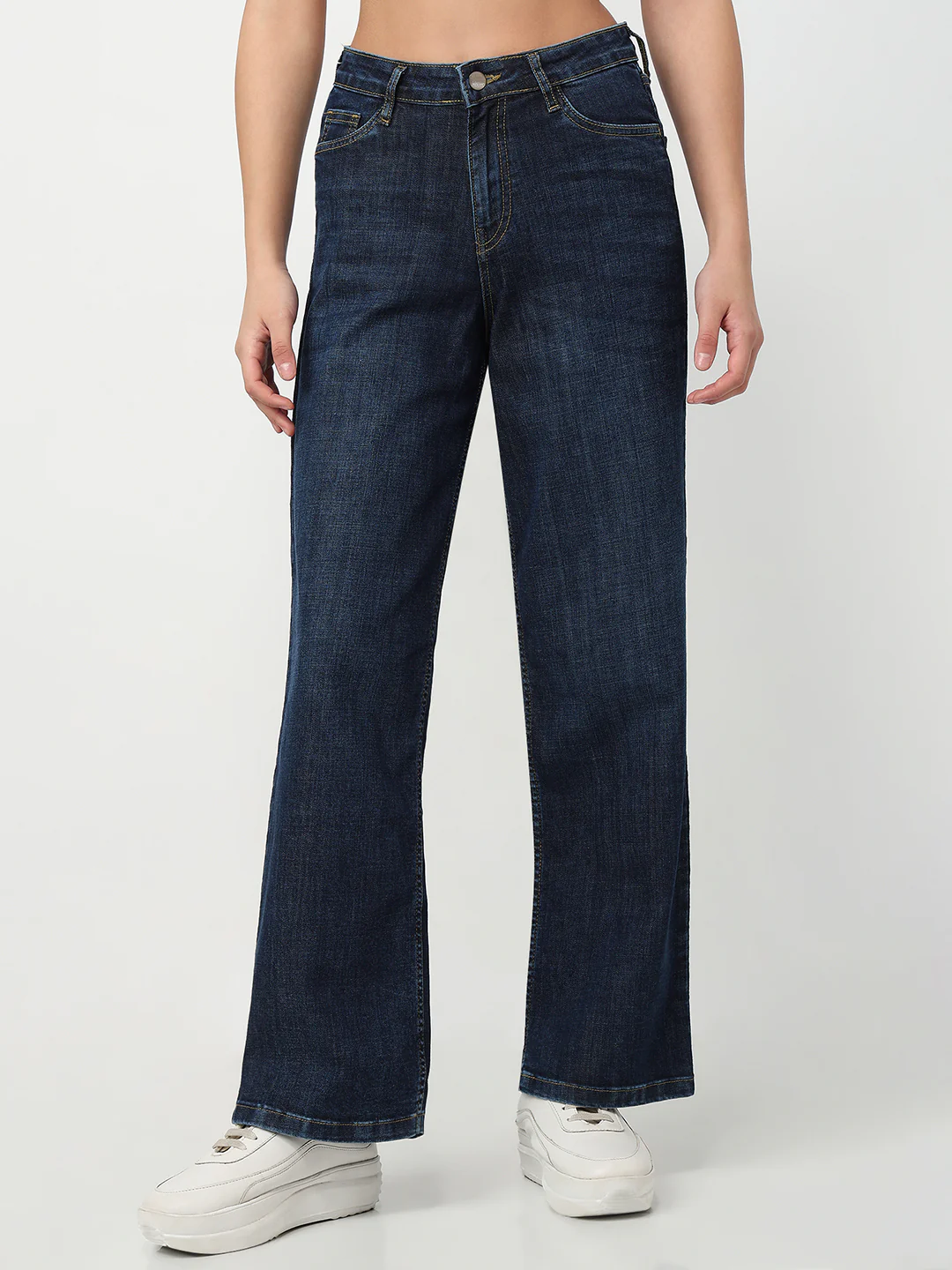 Women Blue High-Rise Flare Jeans - Image 2