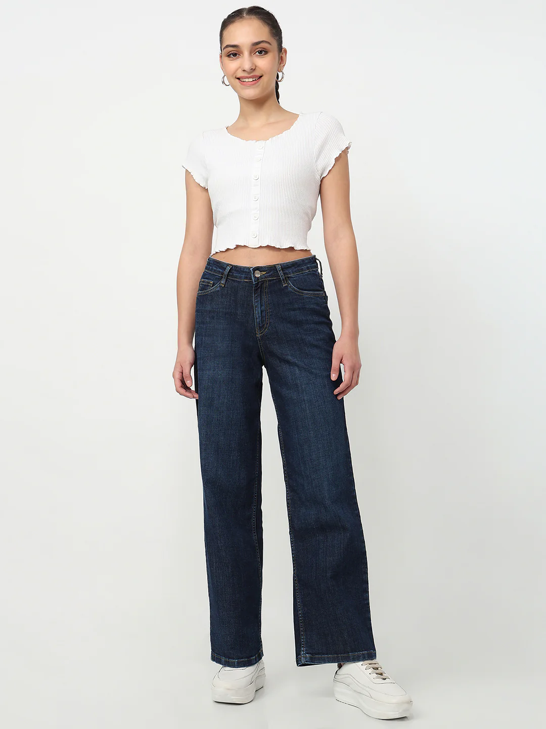 Women Blue High-Rise Flare Jeans - Image 4
