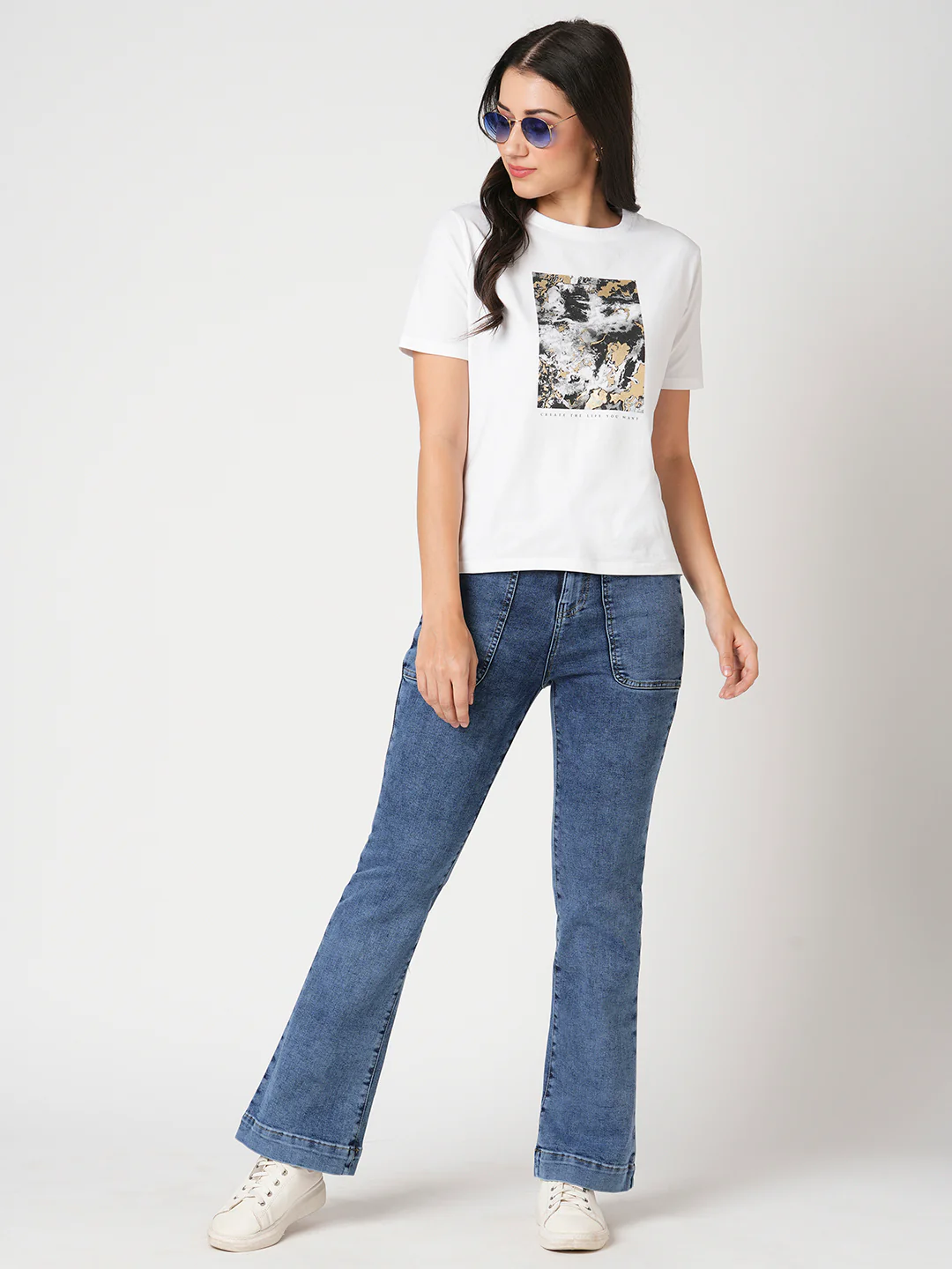 Women Blue High-Rise Flare Jeans - Image 4