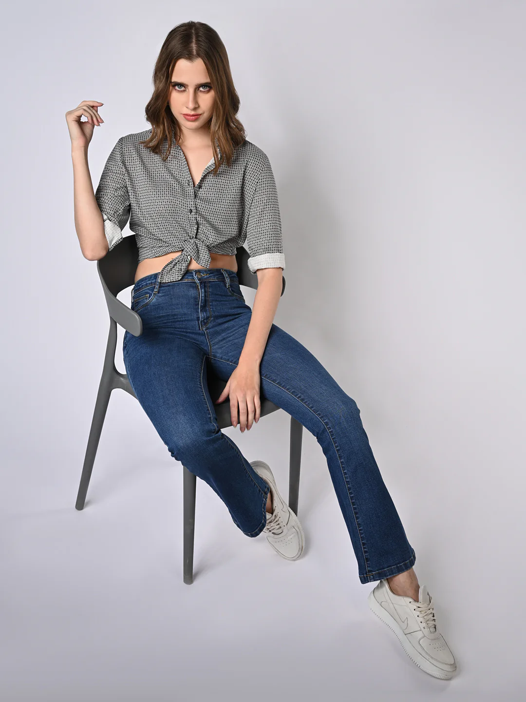 Women Blue High-Rise Flare Jeans