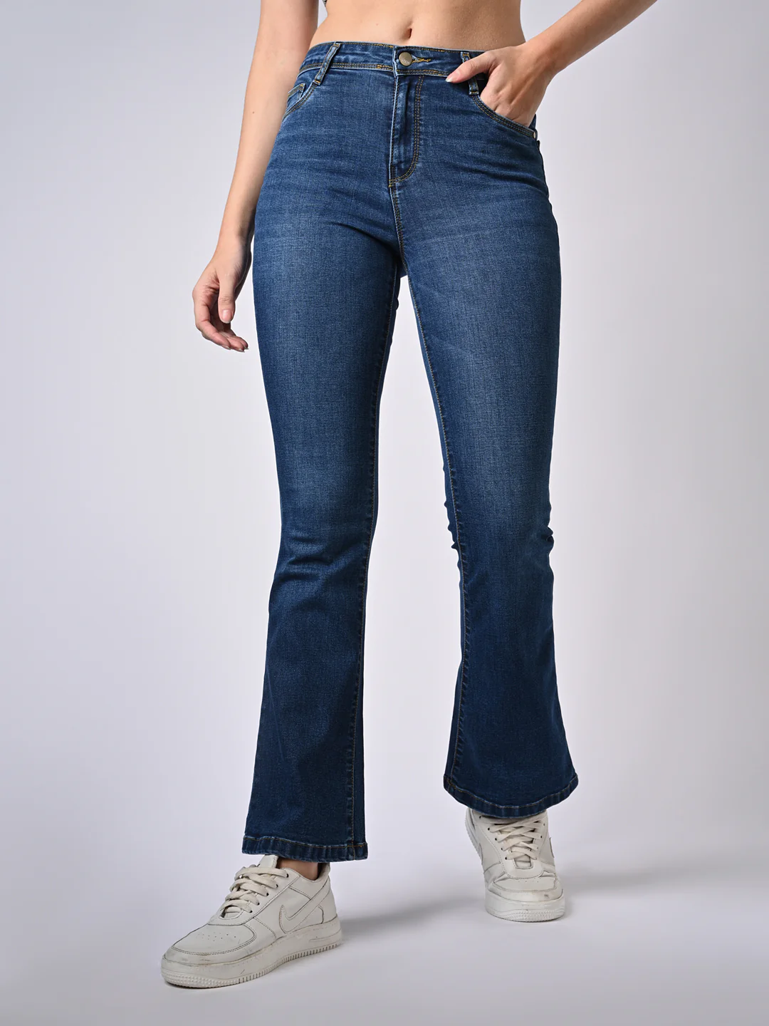Women Blue High-Rise Flare Jeans - Image 2
