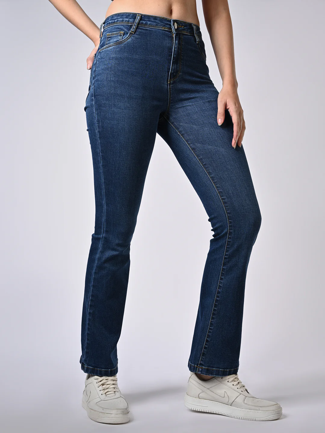 Women Blue High-Rise Flare Jeans - Image 4