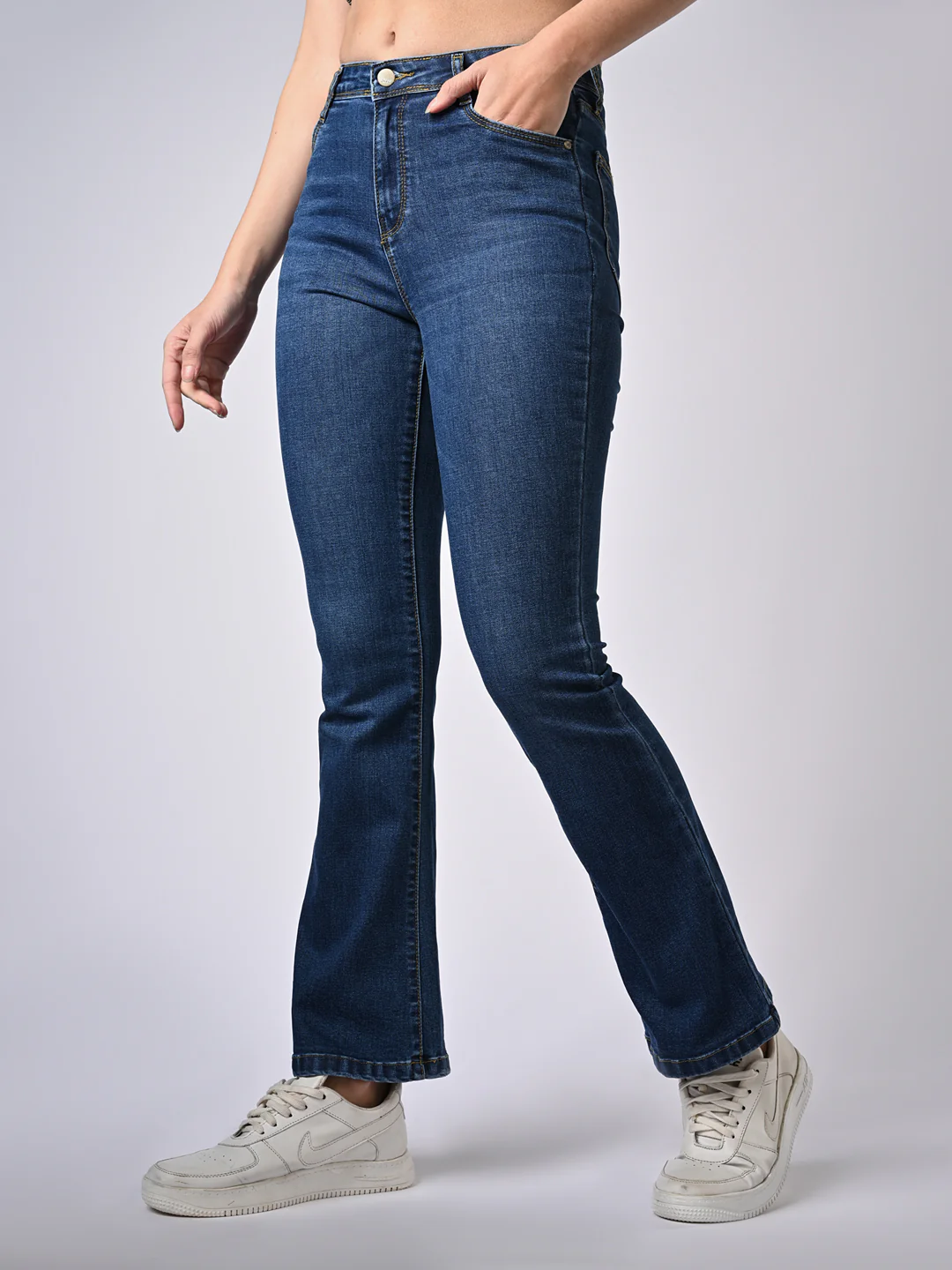 Women Blue High-Rise Flare Jeans - Image 6