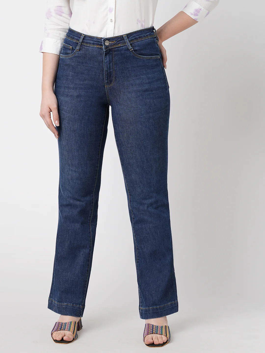 Women Blue High-Rise Flare Jeans - Image 2