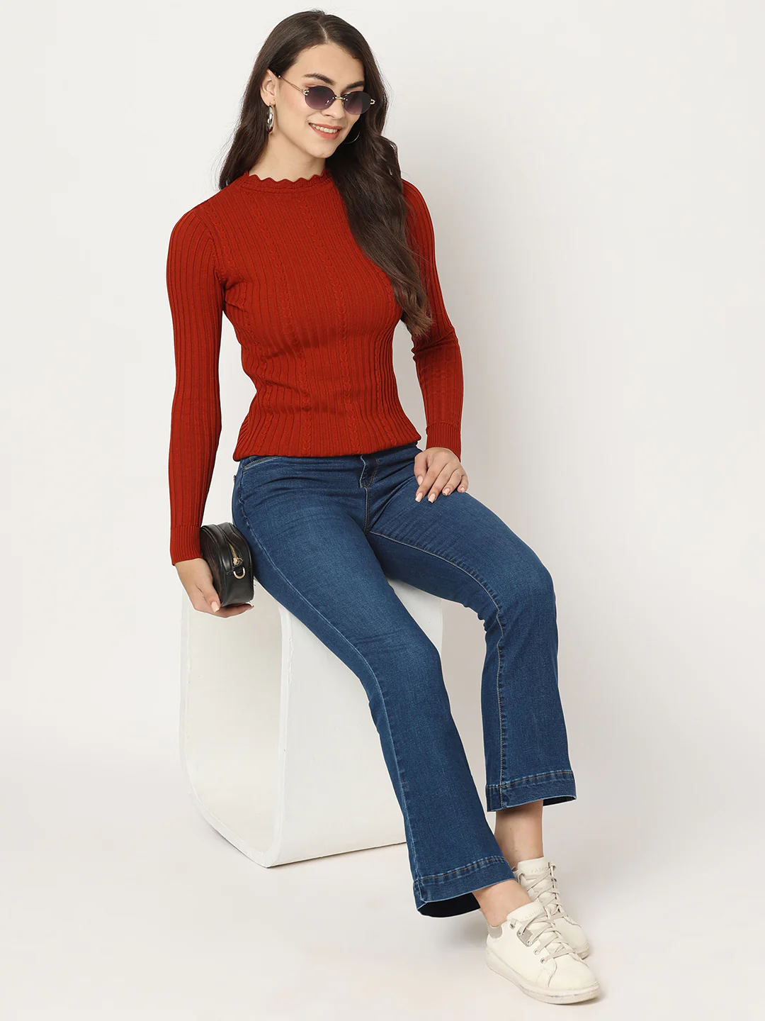 Women Blue High-Rise Flare Jeans - Image 4