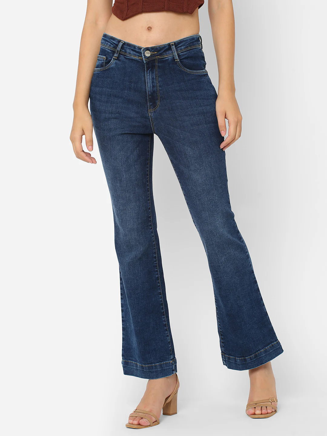 Women Blue High-Rise Flare Jeans - Image 2