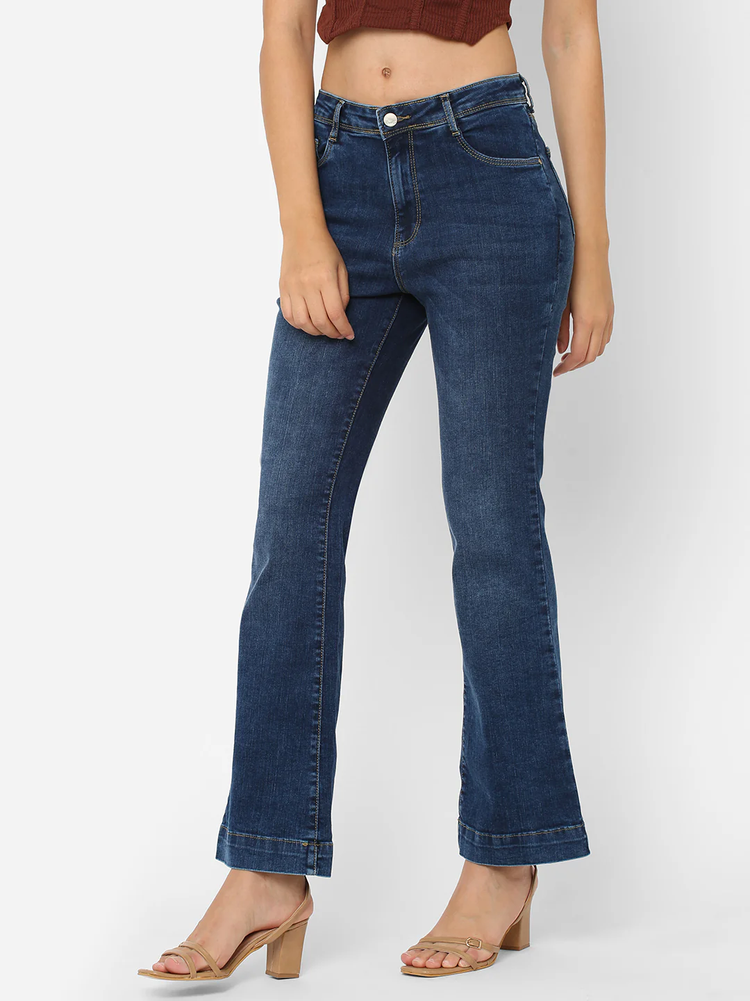 Women Blue High-Rise Flare Jeans - Image 6