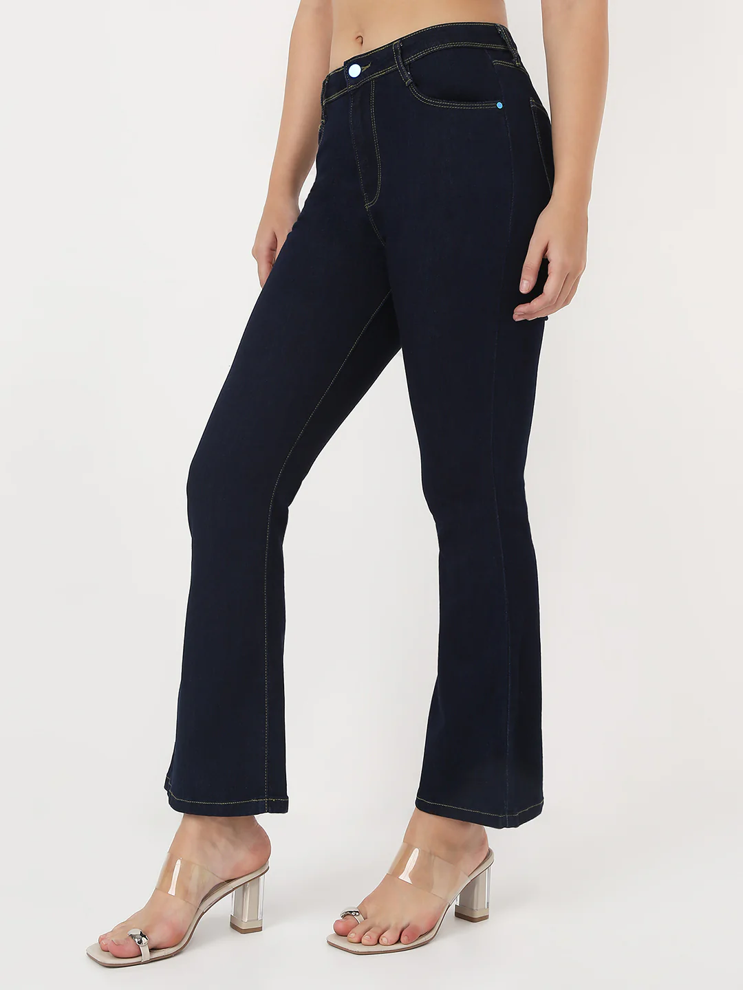 Women Blue High-Rise Flare Jeans - Image 7