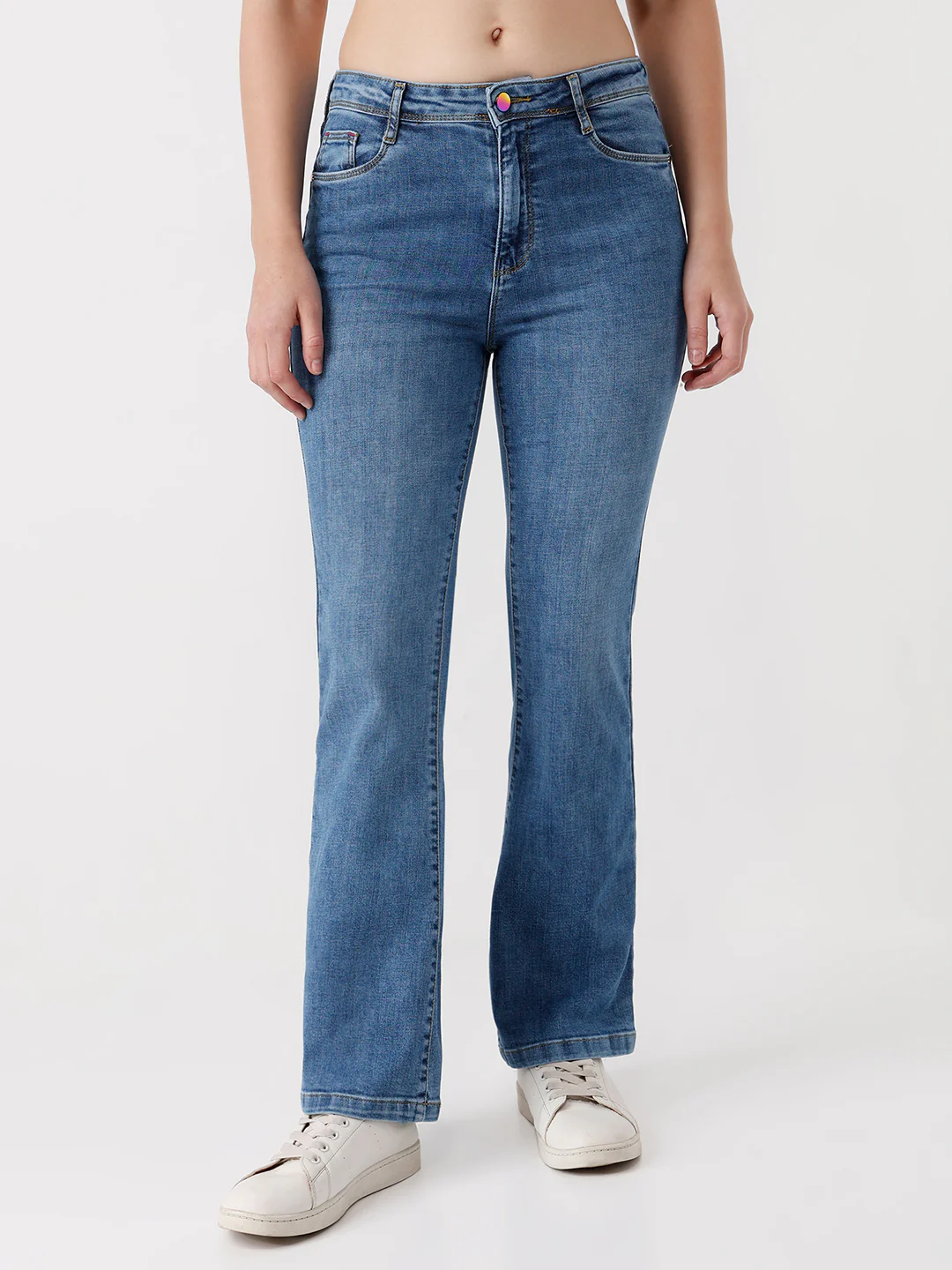 Women Blue High-Rise Flare Jeans - Image 2
