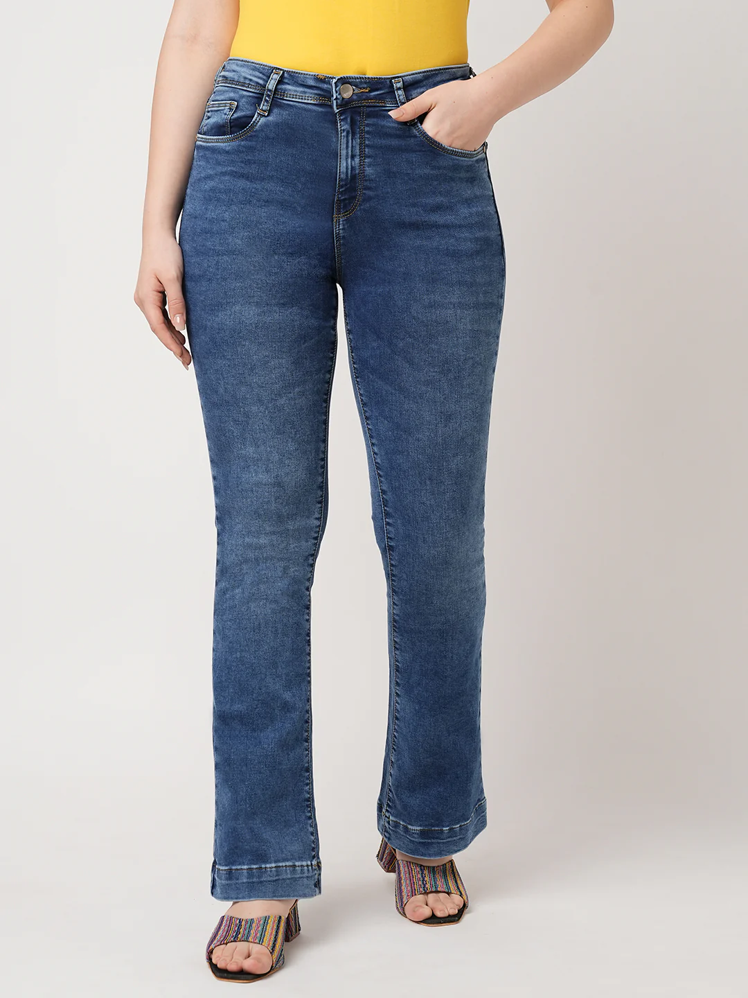 Women Blue High-Rise Flare Jeans - Image 2