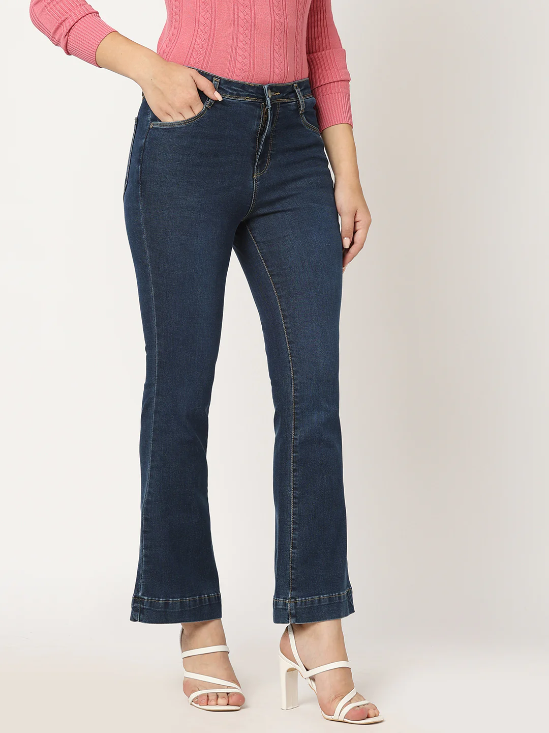 Women Blue High-Rise Flare Jeans - Image 6