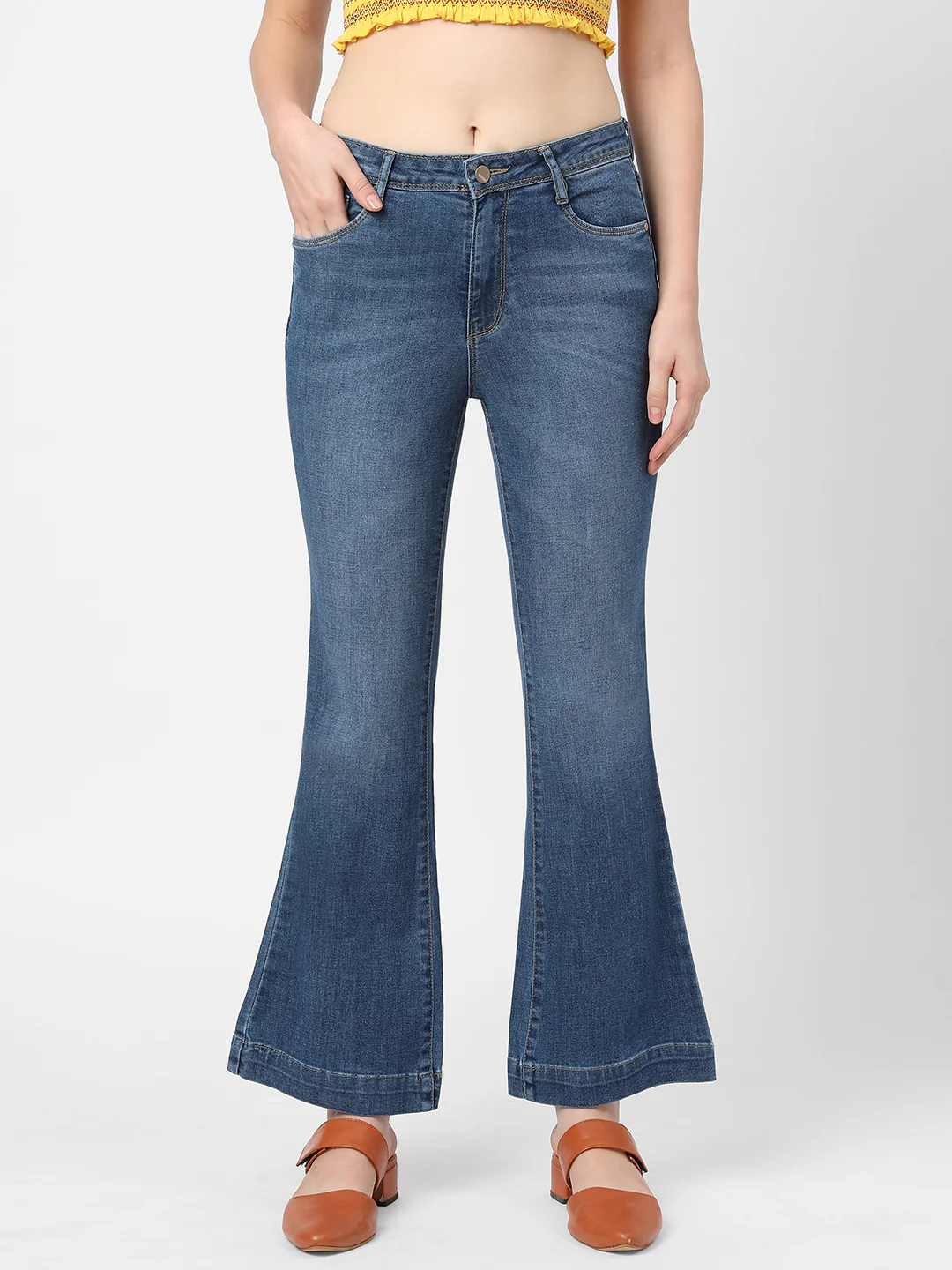 Women Blue High-Rise Flare Jeans - Image 2