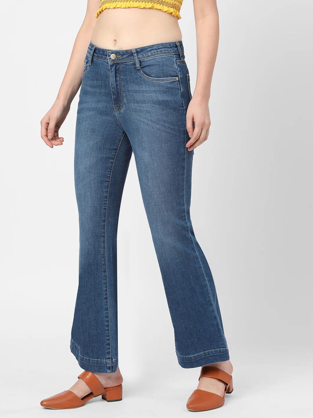 Women Blue High-Rise Flare Jeans - Image 4