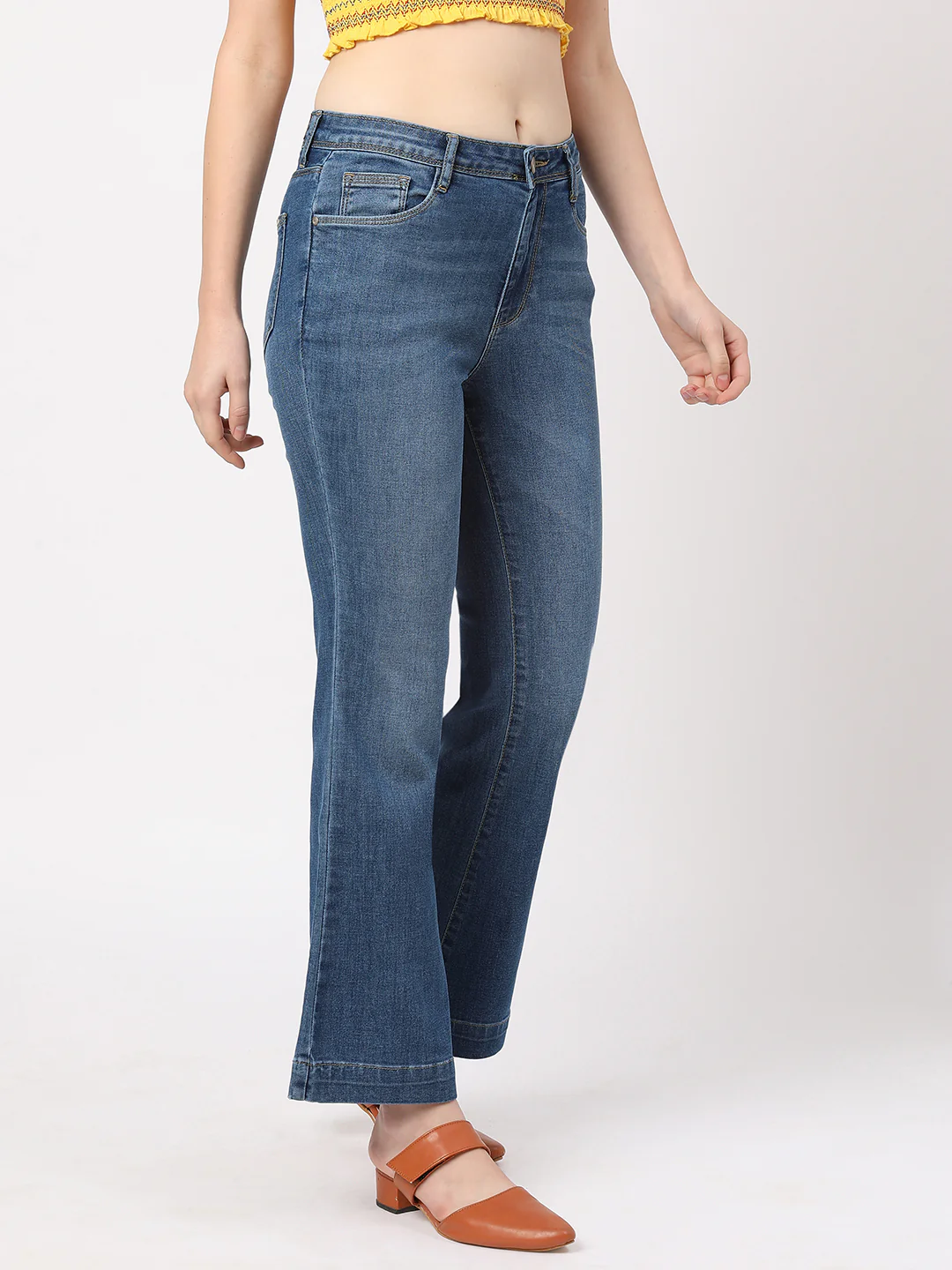 Women Blue High-Rise Flare Jeans - Image 5