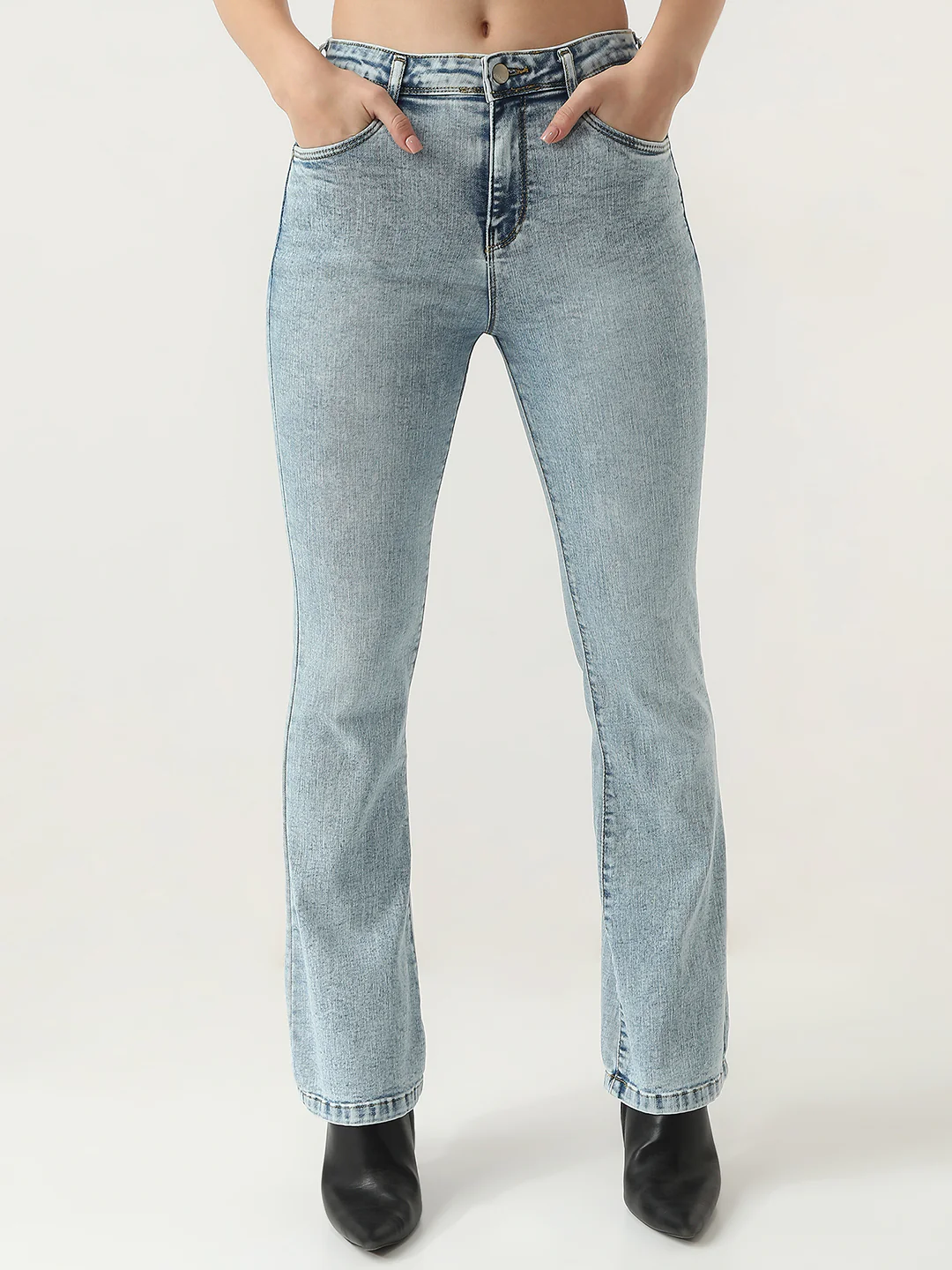 Women Blue High-Rise Flare Jeans - Image 2