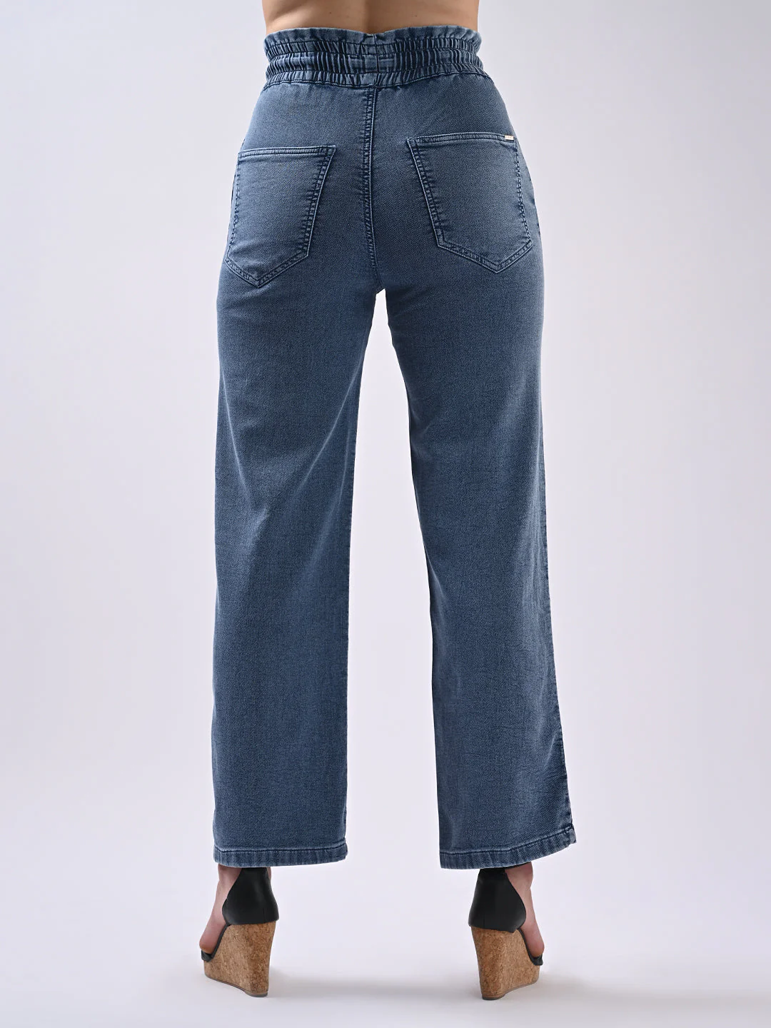 Women Blue High-Rise Joggers - Image 3