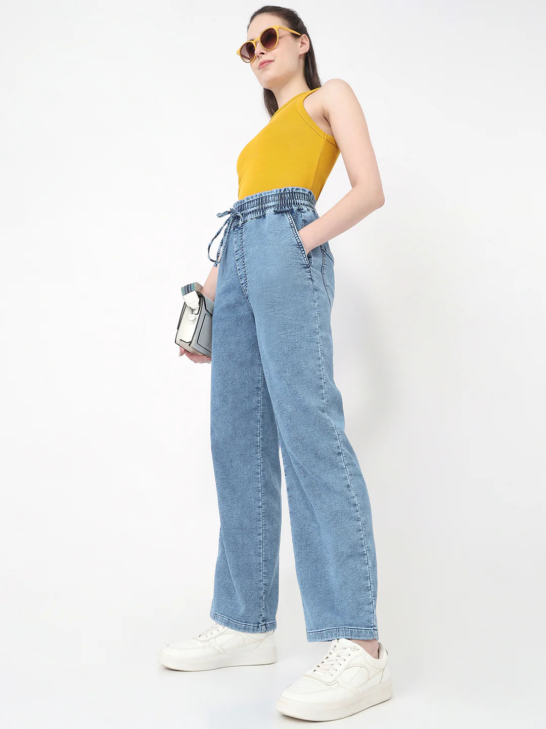 Women Blue High-Rise Joggers