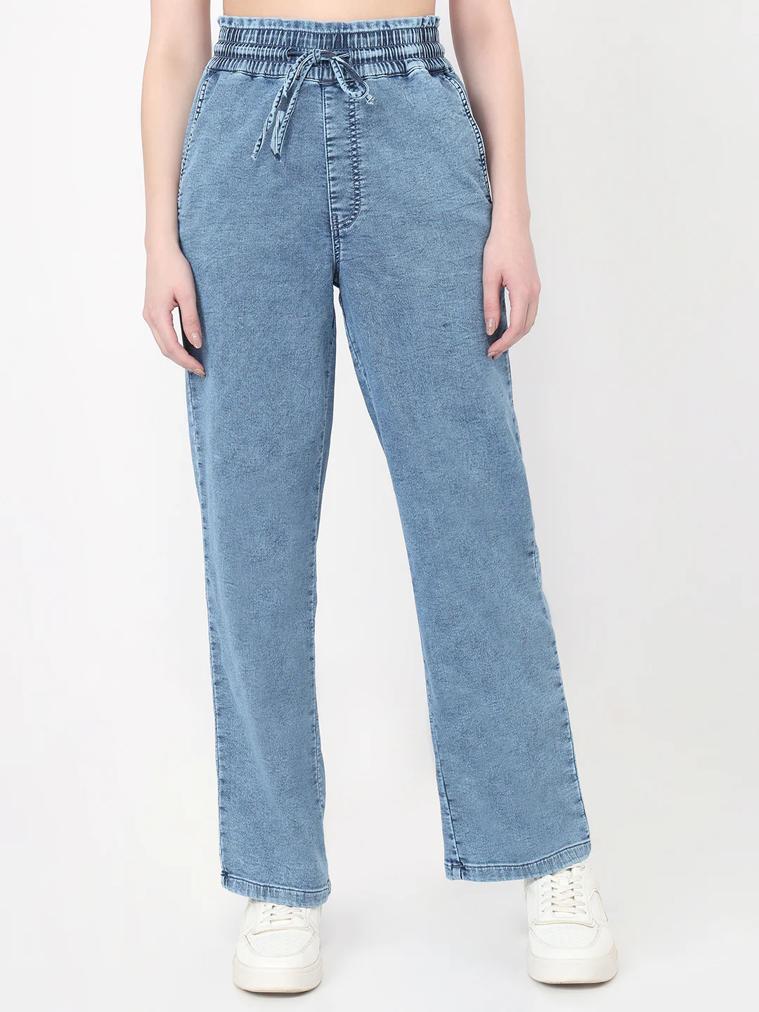 Women Blue High-Rise Joggers - Image 2