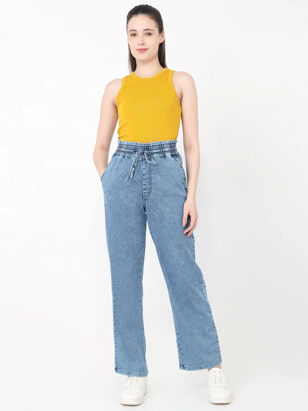 Women Blue High-Rise Joggers - Image 4