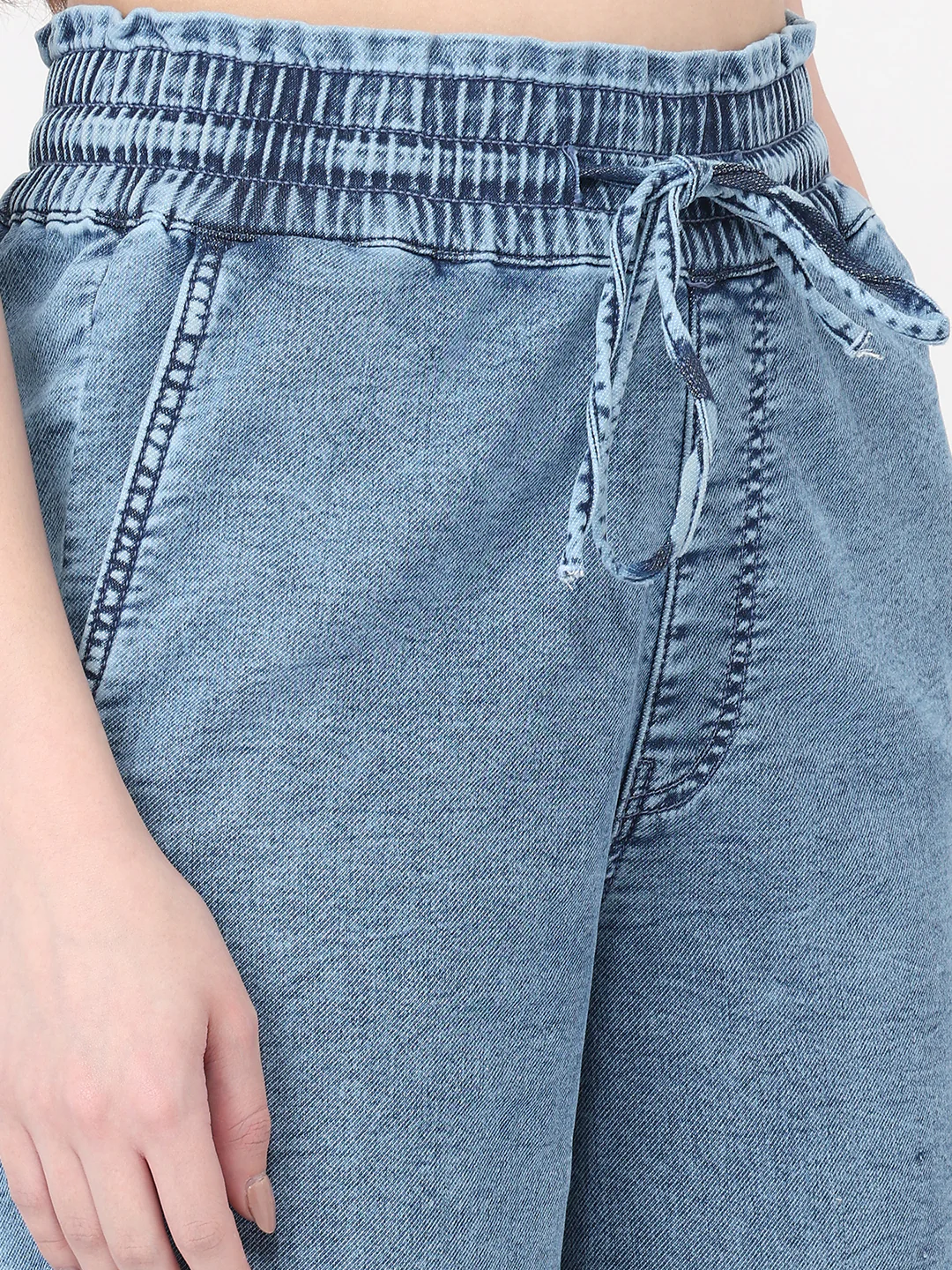 Women Blue High-Rise Joggers - Image 5