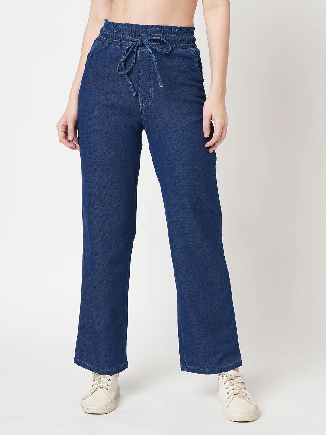 Women Blue High-Rise Joggers - Image 2