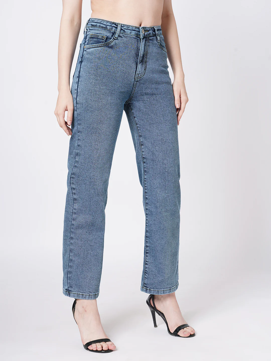 Women Blue High-Rise Loose Straight Fit Jeans - Image 6