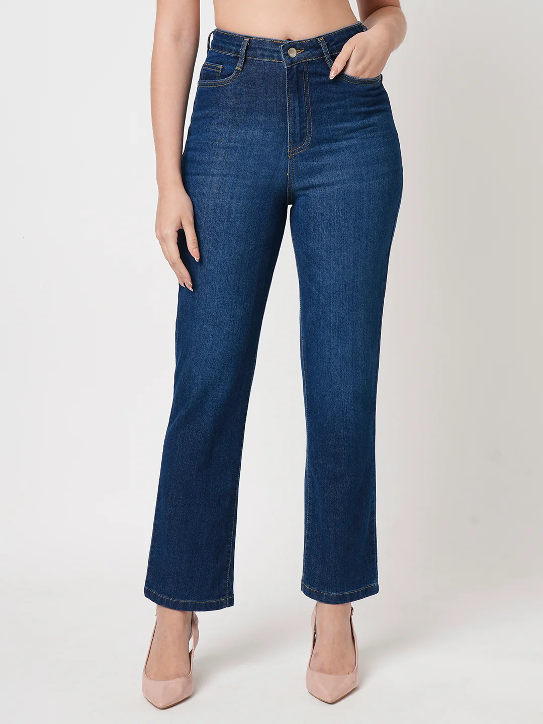 Women Blue High-Rise Loose Straight Fit Jeans - Image 2