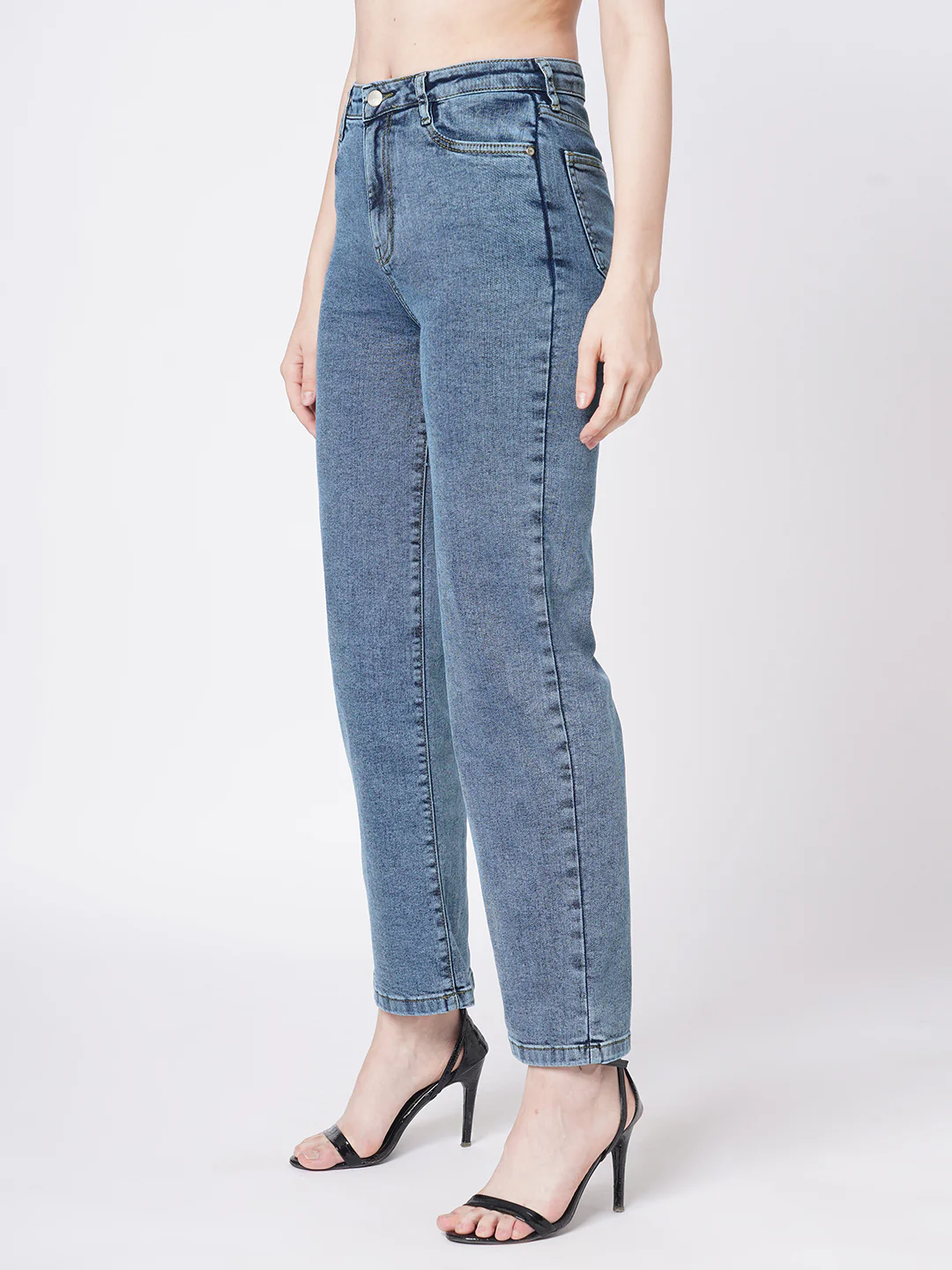 Women Blue High-Rise Loose Straight Jeans - Image 5