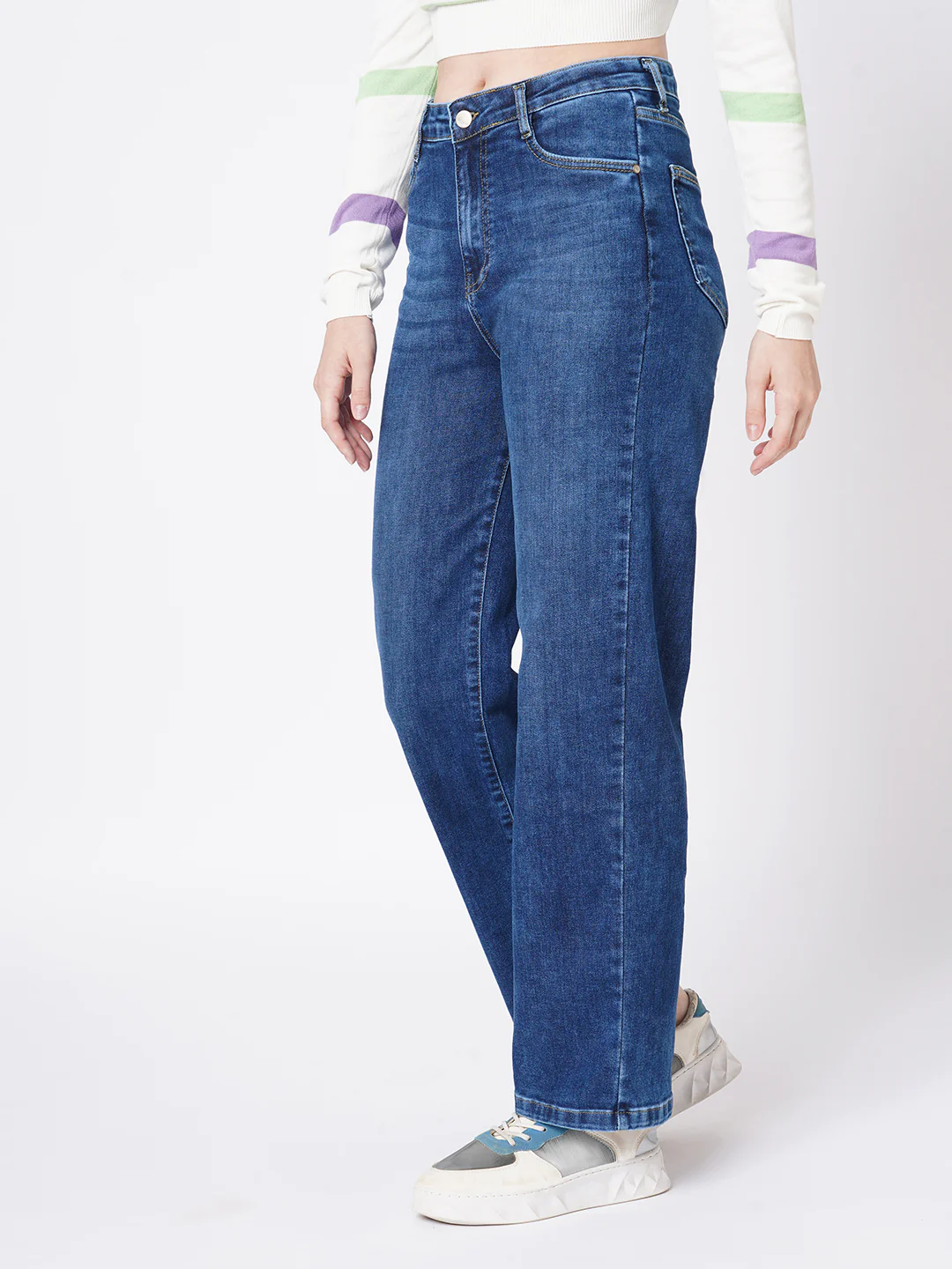 Women Blue High-Rise Loose Straight Jeans - Image 7