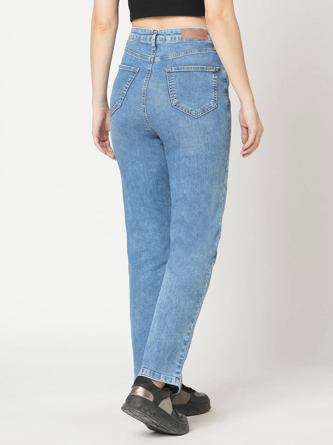 Women Blue High-Rise Loose Straight Jeans - Image 3