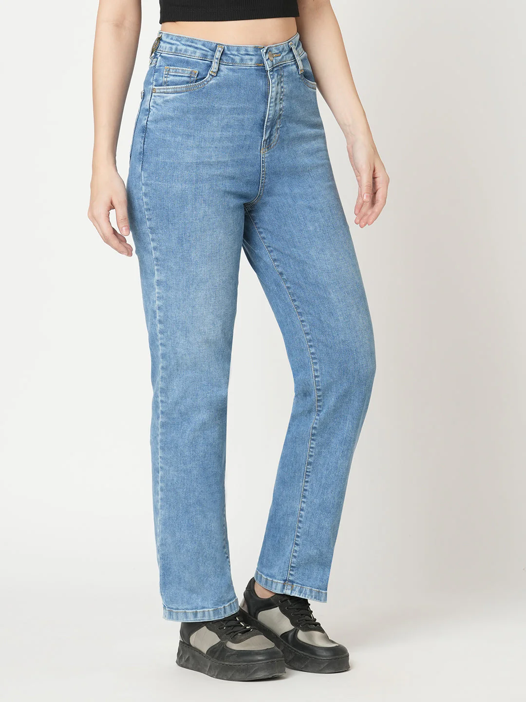 Women Blue High-Rise Loose Straight Jeans - Image 6