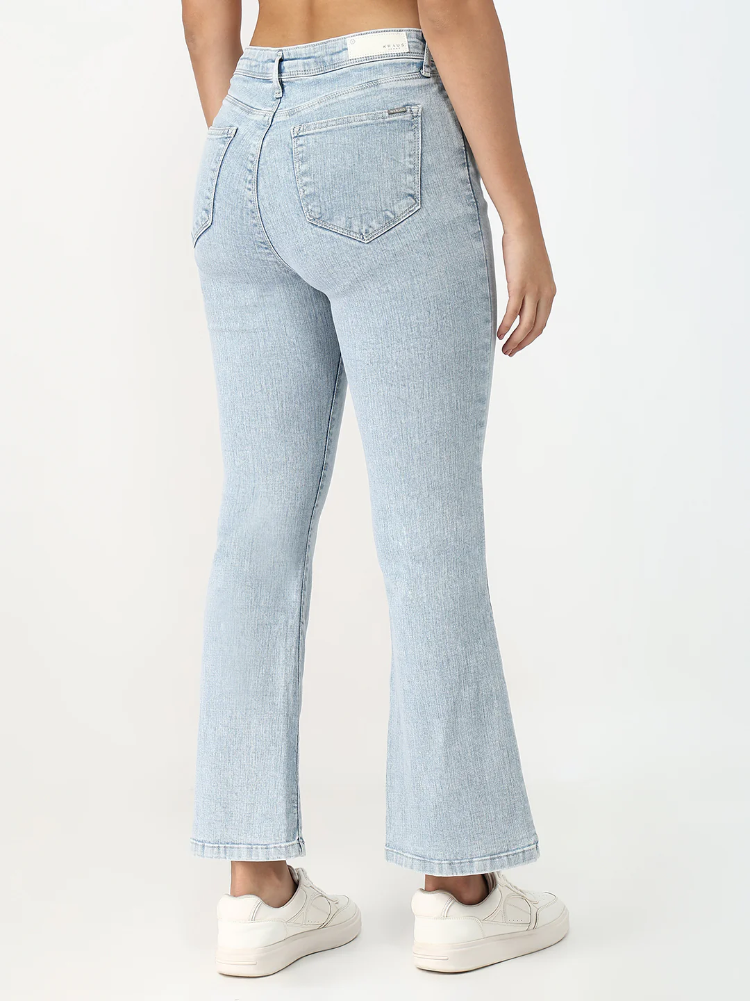 Women Blue High-Rise Mini Flare Jeans - Image 3
