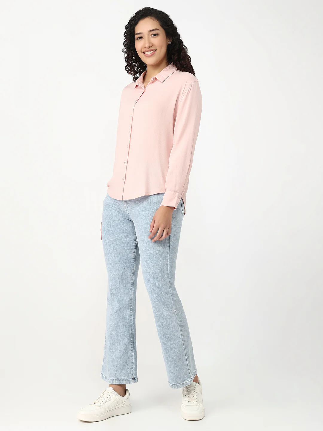 Women Blue High-Rise Mini Flare Jeans - Image 4